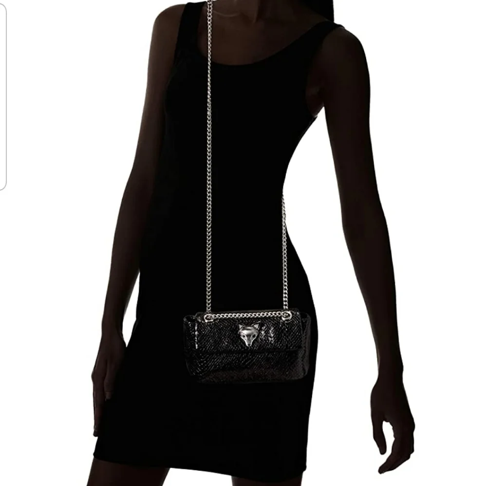 Betsey Johnson Slither & Shine Snake Embossed Crossbody Black Bag Rare NWT